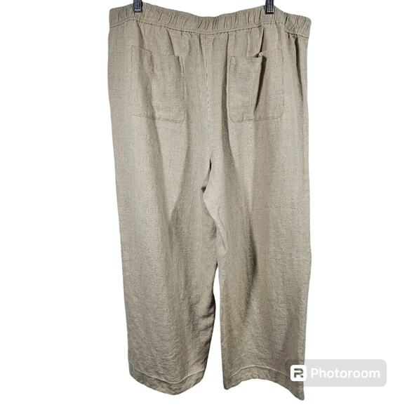 Talbots 100% Linen Cropped Wide Leg Flare Pants Size 16 *Read* - Picture 6 of 14